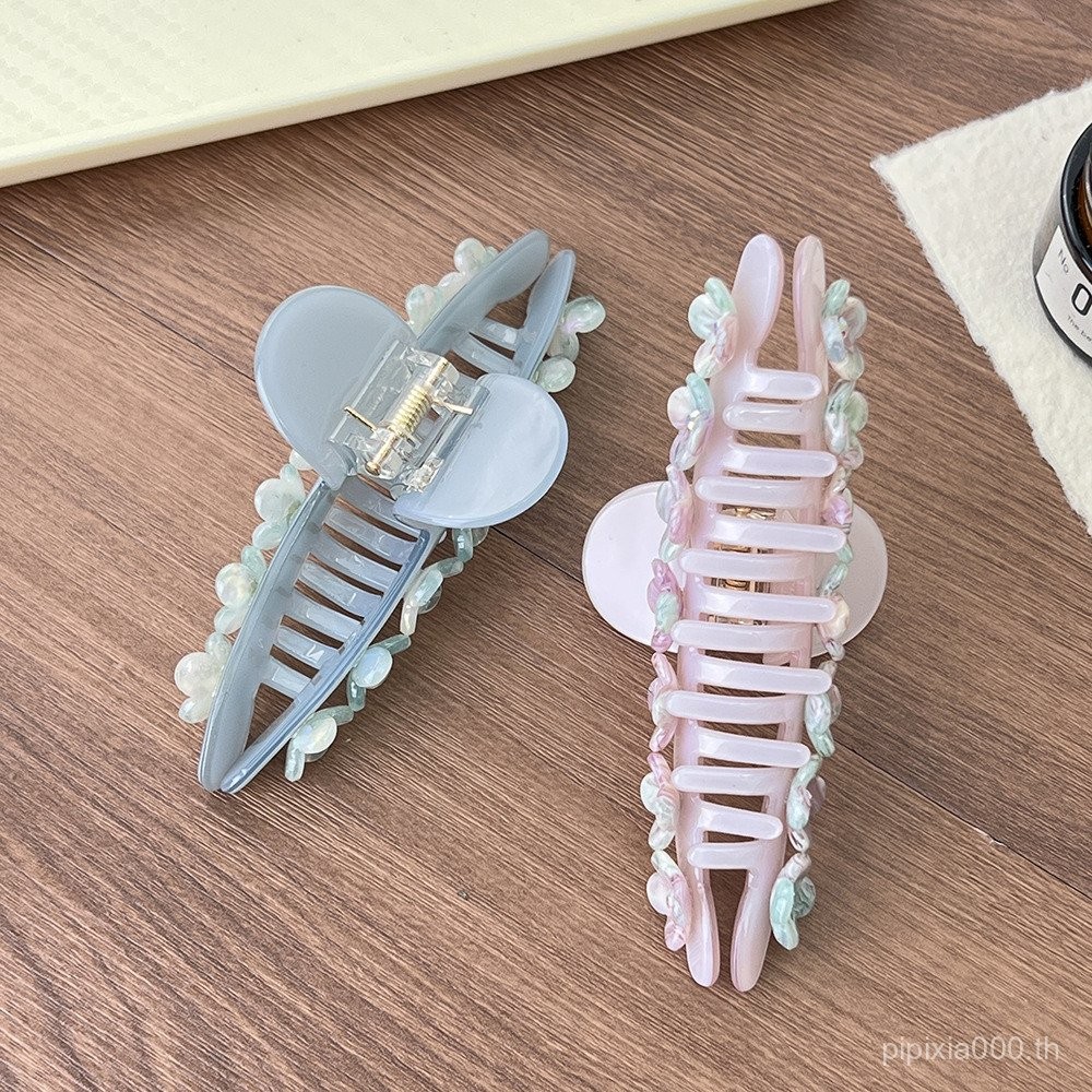 Headdress สไตล์ใหม่ พร้อมคลิบยึดผมแบบฉลามและตัวจับดอกไม้ด้านหลัง ทำจากอะซีเตート เพื่อความสง่างามในปี 2025