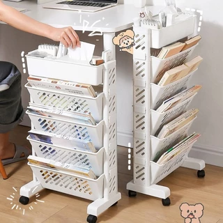 บานสะพรั่ง เก็บของ,ที่สามารถเคลื่อนย้าย5/6ชั้นหลายชั้นชั้นวางหนังสือประหยัดพื้นที่ล้อสากลพื้นที่ขนาดใหญ่ออแกไนเซอร์ตารางด้านข้างตะกร้าเก็บสํานั