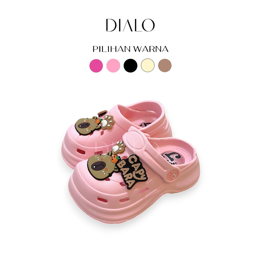 DIALO Baim รองเท้าแตะสําหรับเด็กหญิงและเด็กชาย Unisex Jibbitz Capybara ตัวละครน่ารัก Citcit เสียงขนา