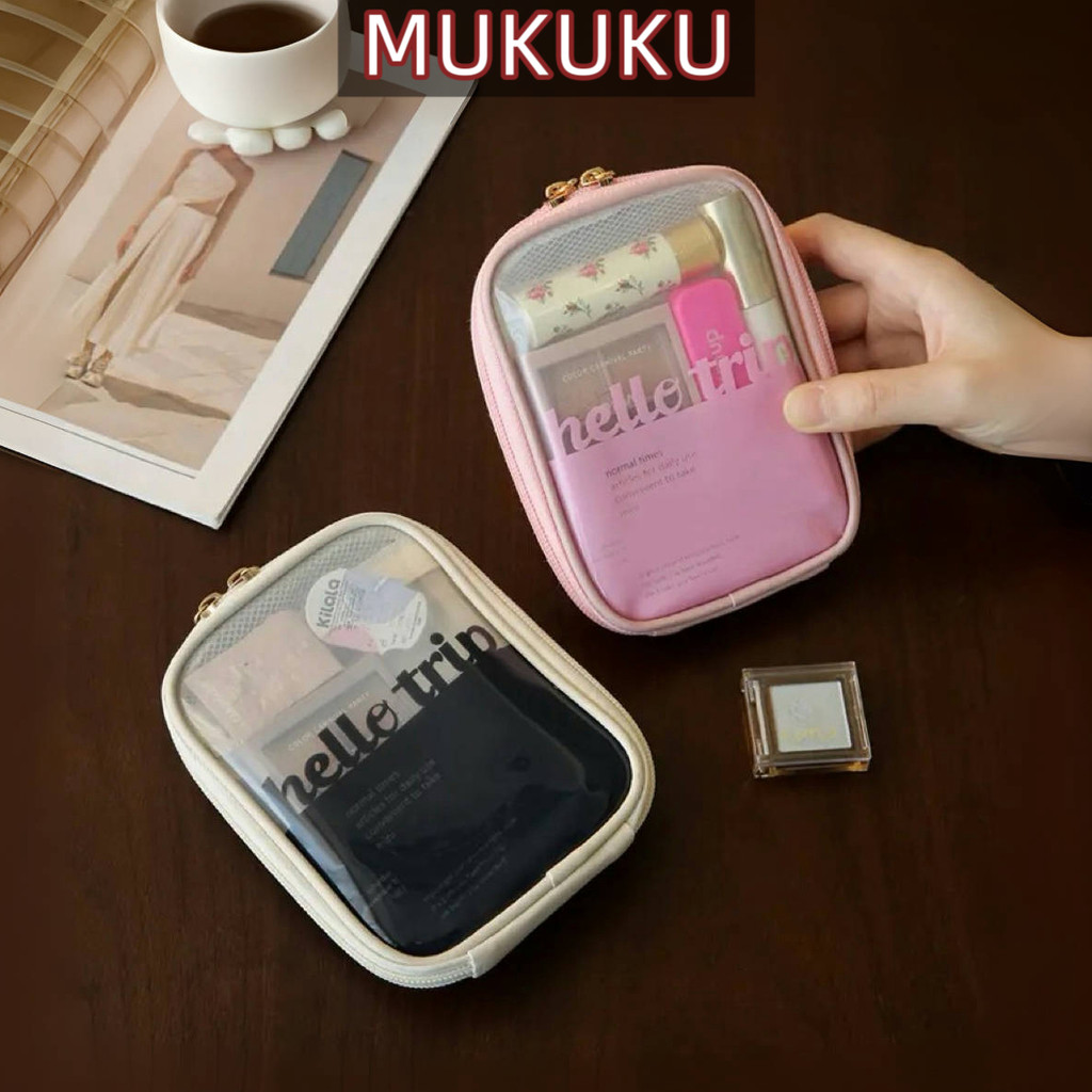 MUKUKU กระเป๋าใส กระเป๋าเครื่องสำอาง แบบพกพา ขนาดกระทัดรัด cosmetic bag วัสดุทนทาน สำหรับแต่งหน้า