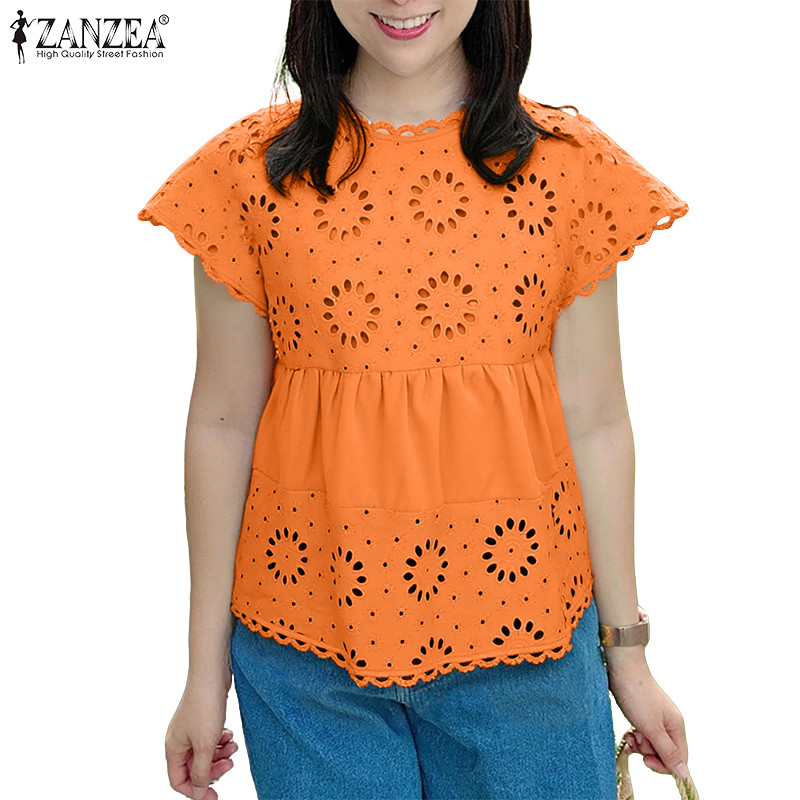 ซานเดียน่า ZANZEA สไตล์เกาหลี แขนลูกไม้ ดีไซน์เรียบหรูสำหรับผู้หญิง