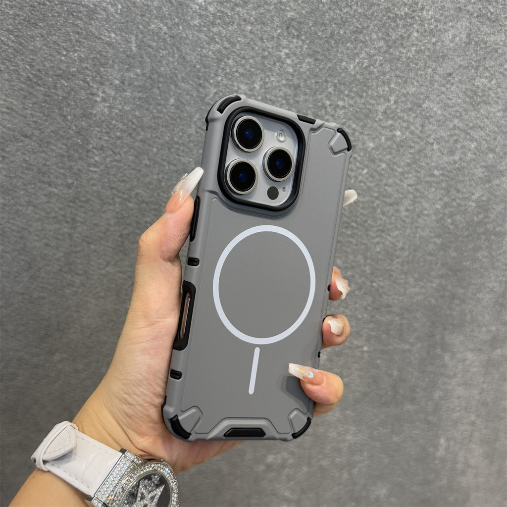 หรูหรา Heavy Duty เกราะสําหรับแม่เหล็กชาร์จไร้สายสําหรับ iPhone 17 Air 16 15 14 Plus 13 12 11 Pro Max กันชนกลับกรณีฝาครอบ