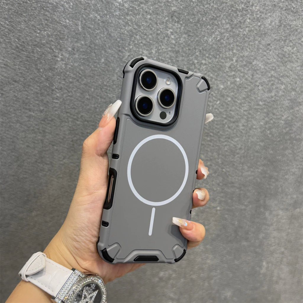 หรูหรา Heavy Duty เกราะสําหรับแม่เหล็กชาร์จไร้สายสําหรับ iPhone 17 Air 16 15 14 Plus 13 12 11 Pro Max กันชนกลับกรณีฝาครอบ