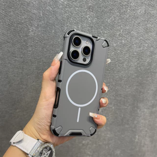 หรูหรา Heavy Duty เกราะสําหรับแม่เหล็กชาร์จไร้สายสําหรับ iPhone 17 Air 16 15 14 Plus 13 12 11 Pro Max กันชนกลับกรณีฝาครอบ