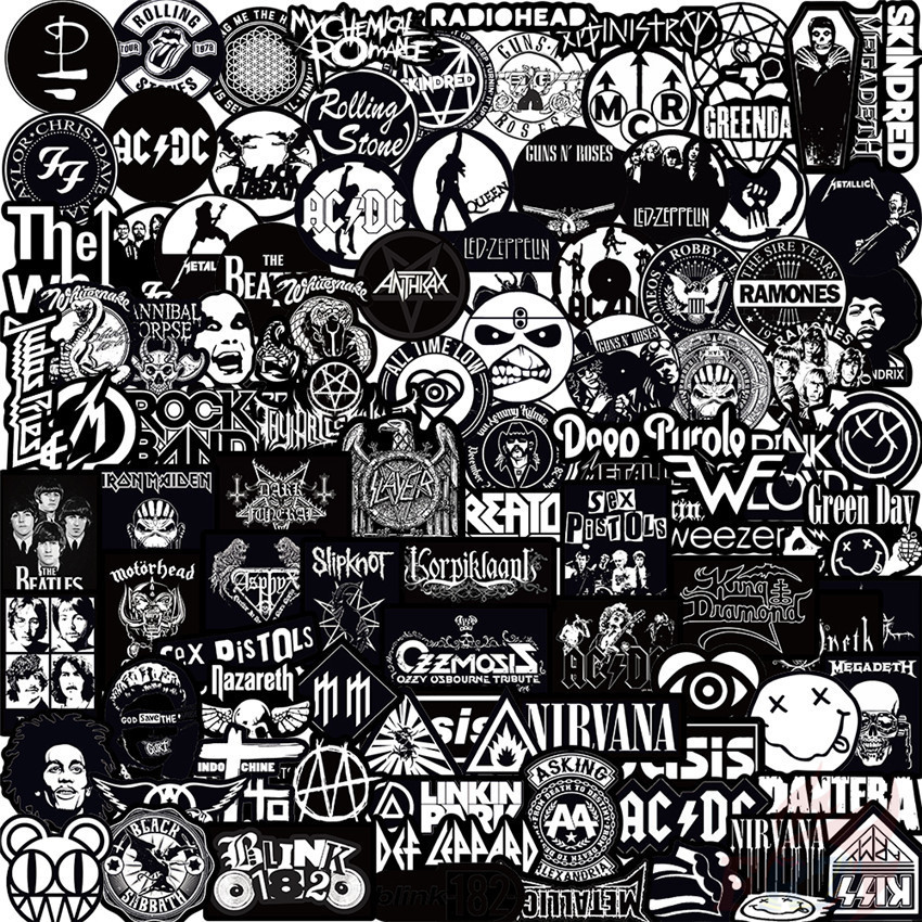 100ชิ้น/เซ็ต ❉ วงร็อครวม . Rocknrol Art Series 04 สติ๊กเกอร์สีดําคลาสสิก ❉ Diy แฟชั่นสติ๊กเกอร์ Doodle กันน้ํา