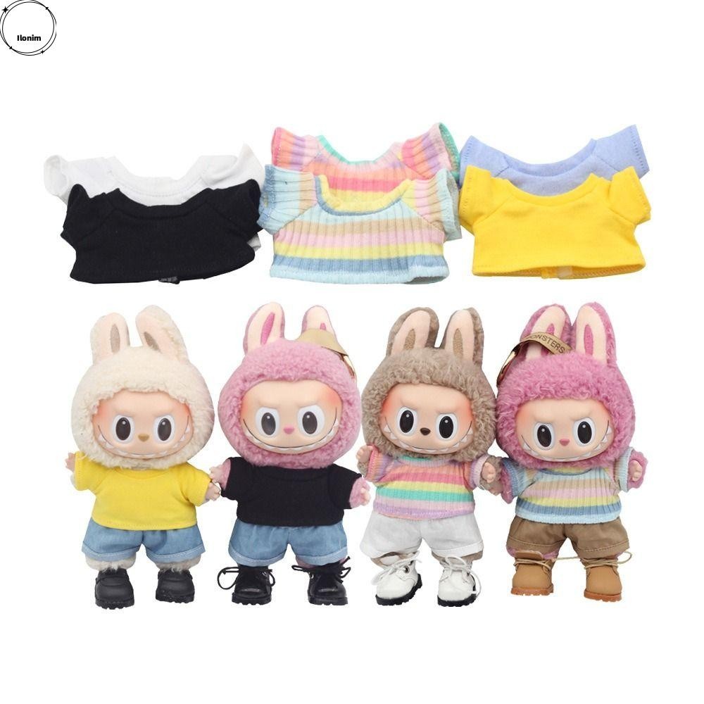 เสื้อผ้าตุ๊กตา ILONIM Labubu, ตุ๊กตาผ้าฝ้ายอุปกรณ์ตุ๊กตาทํามือ, ของขวัญ Cos ทนทาน|Labubu Time To Chill Filled Doll เสื้อยืดสําหรับ 17 ซม. Labubu Doll