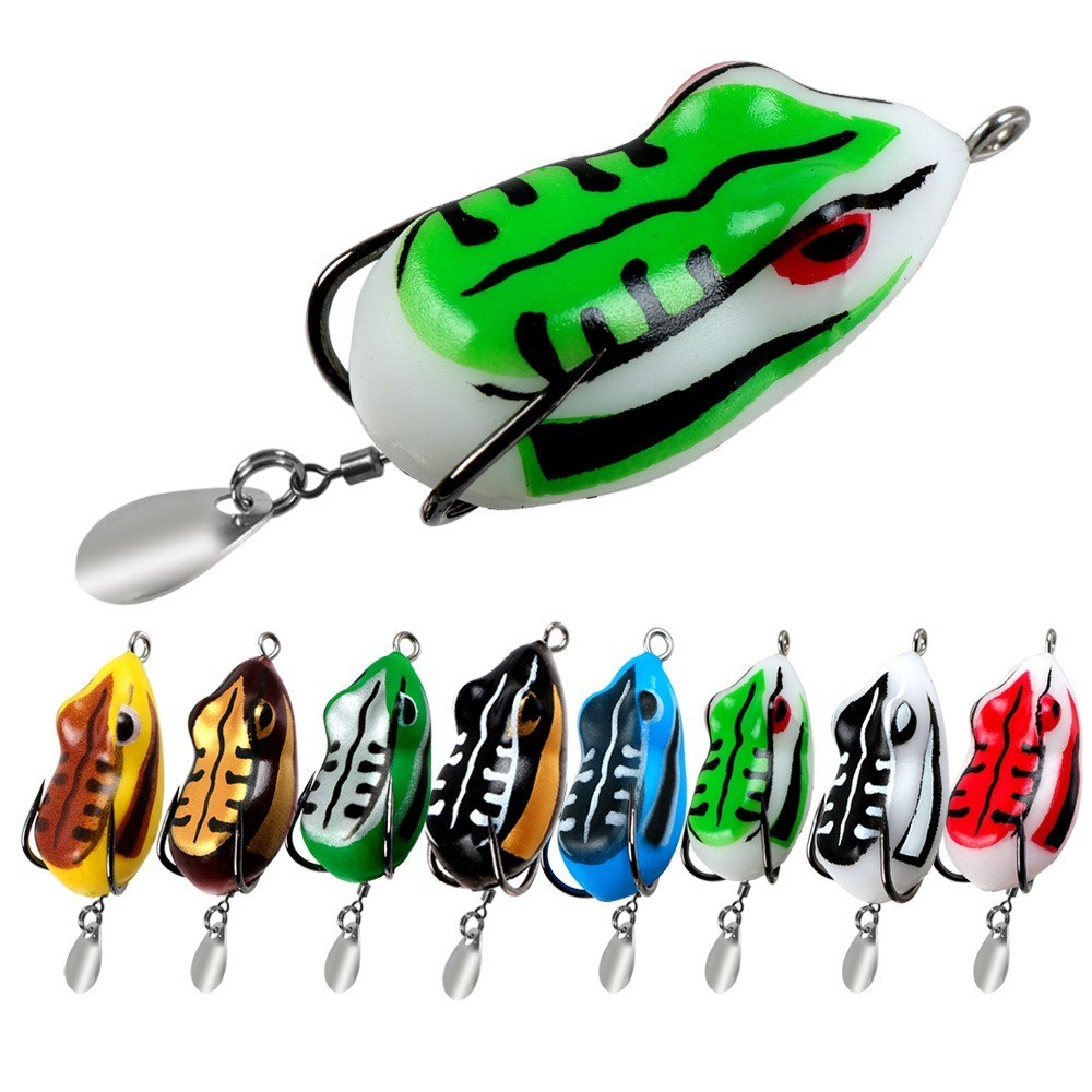 1pcs 4 ซม./5.5g Soft Mini กบ Micro กบพลาสติก Lure 8 สี Snakehead Casting เหยื่อลอย Swimbait พร้อมตะขอคู่