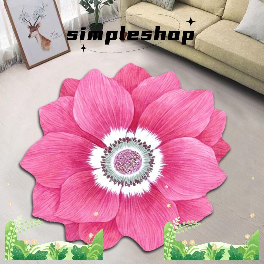 พรมดอกไม้ SIMPLE, 60x60 ซม. พรมปูพื้นดอกบัวรูปทรงพิเศษ, ทารกคลาน Magnolia Pastoral Peony ปะเก็นประตูห้องนั่งเล่นโต๊ะน้ําชาข้างเตียง
