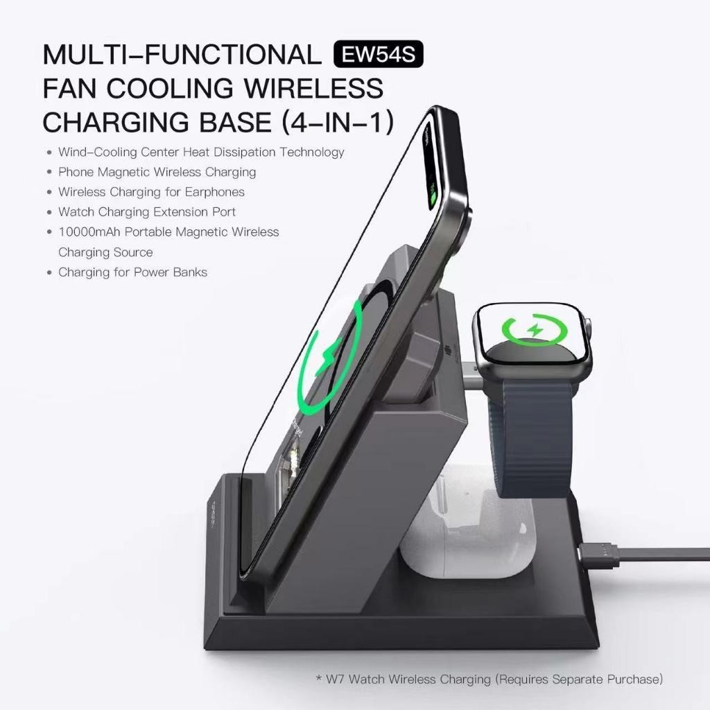 ชาร์จเร็ว Orsen by Eloop EW54S แท่นชาร์จไร้สาย 4 in 1 + แบตสำรอง 10000mAh Powerbank Wireless Charge