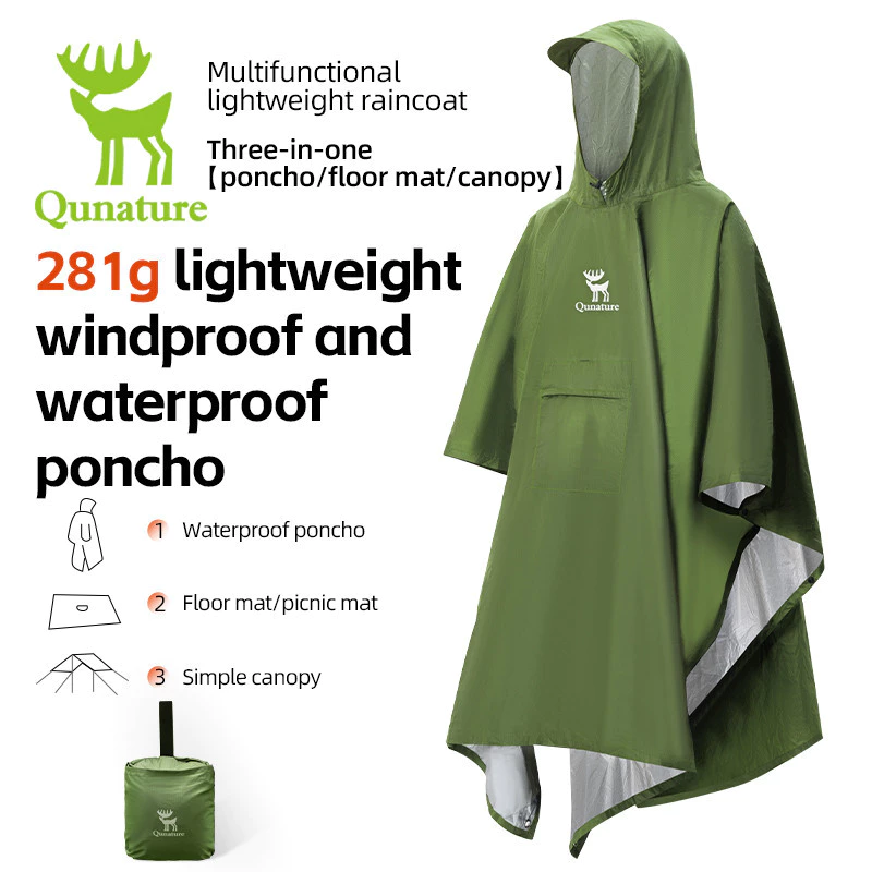 【TH Delivery】Qunature Raincoat เสื้อกันฝน เสื้อกันลม กันน้ำ น้ำหนักเบา สำหรับเดินป่า ปีนเขา ตั้งแคมป์ ระบายอากาศได้ดี มีแถบสะท้อนแสง สำหรับกิจกรรมกลางแจ้ง