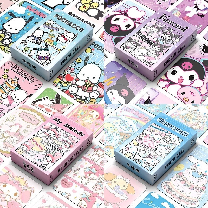 50 ชิ้น/กล่อง Sanrio Photo Card Kuromi Cinnamoroll Laser HD Lomo Cards Collection