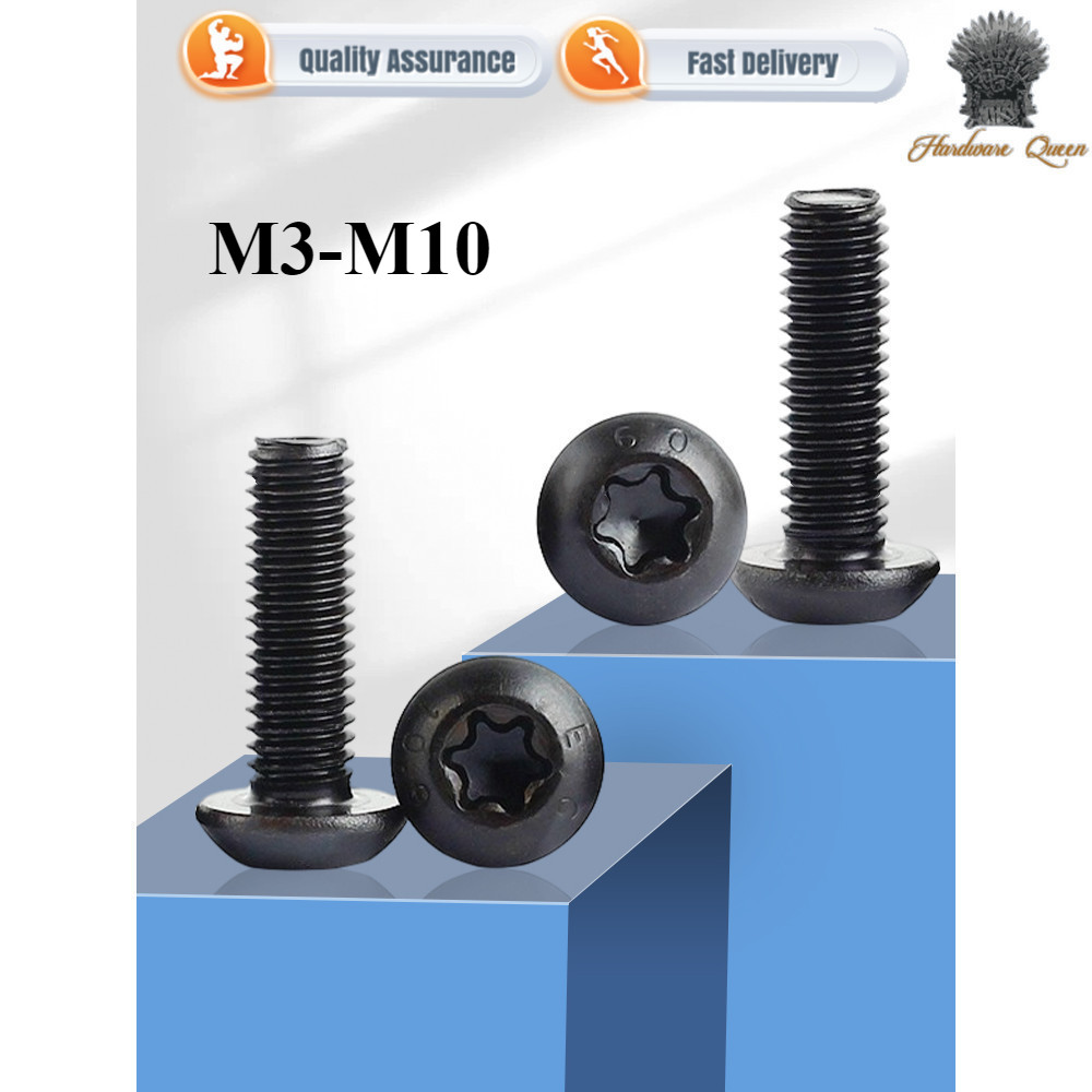 [5QH2] สกรูหัวกลมความแข็งแรงสูงสีดําเกรด 10.9 สกรู Torx สกรูป้องกันการโจรกรรม M3M4M5M6M8M10