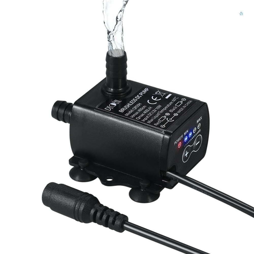 Decdeal Ultra-quiet Mini DC12V 10W 400L/H ยก 400 ซม.ปั๊มน้ําแบบไม่มีแปรง 5.5*2.1 มม.น้ําพุดําน้ําหญิงพร้อมฟังก์ชั่นปรับการไหล