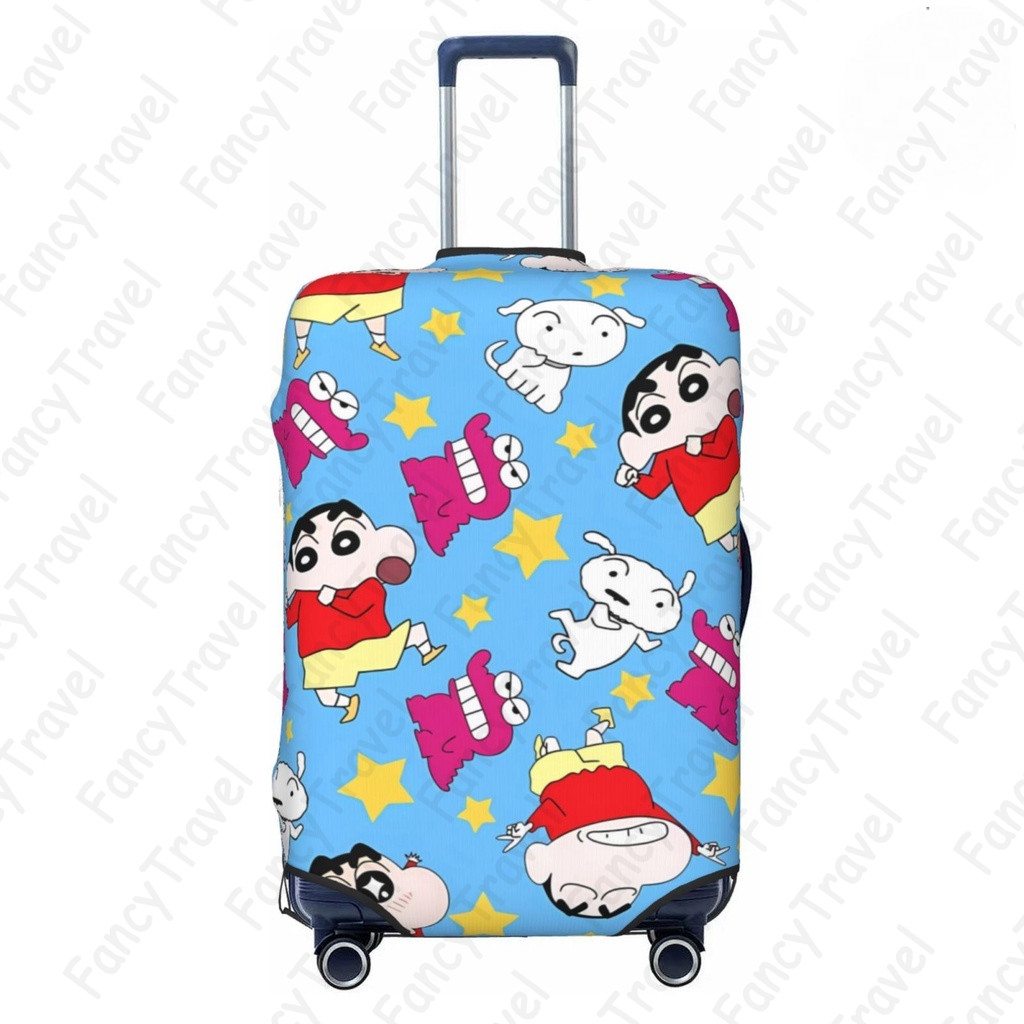 Fancytravel Crayon Shin-chan ผ้าคลุมกระเป๋าเดินทาง กระเป๋าเดินทาง ผ้ายึดได้เยอะ กันฝุ่น กันรอย สวมใส่ได้ ข้น 18/20/22/24/26/28/32นิ้ว