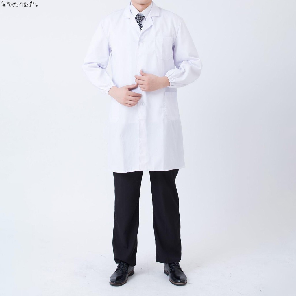 Universal Lab Cotton Coat แขนยาวสีขาวทางการแพทย์ Scientist Lab Coats