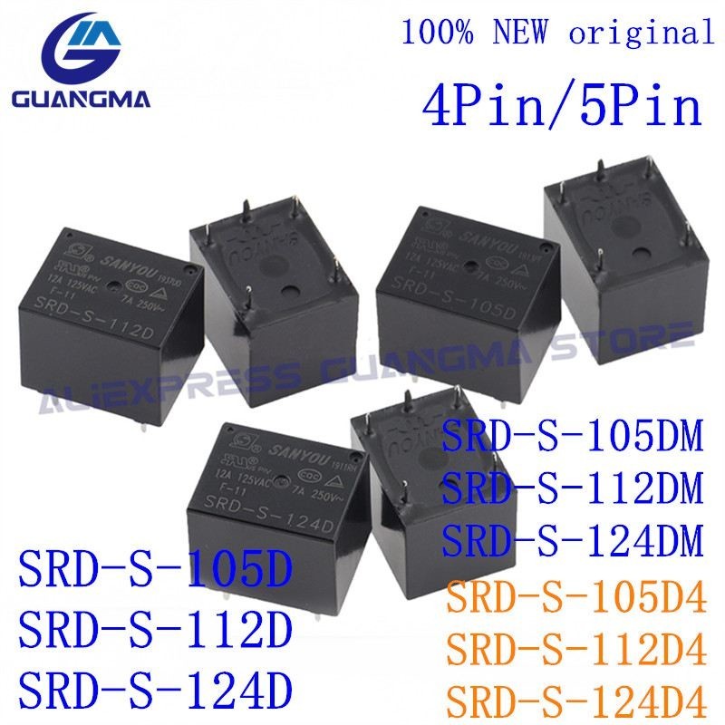 ✯20PCS Relay SRD-S 105D 112D 124D 4Pin 5Pin SRD-S 105DM  112DM 124DM SRD-S 105D4 112D4 124D4 DC5V 12