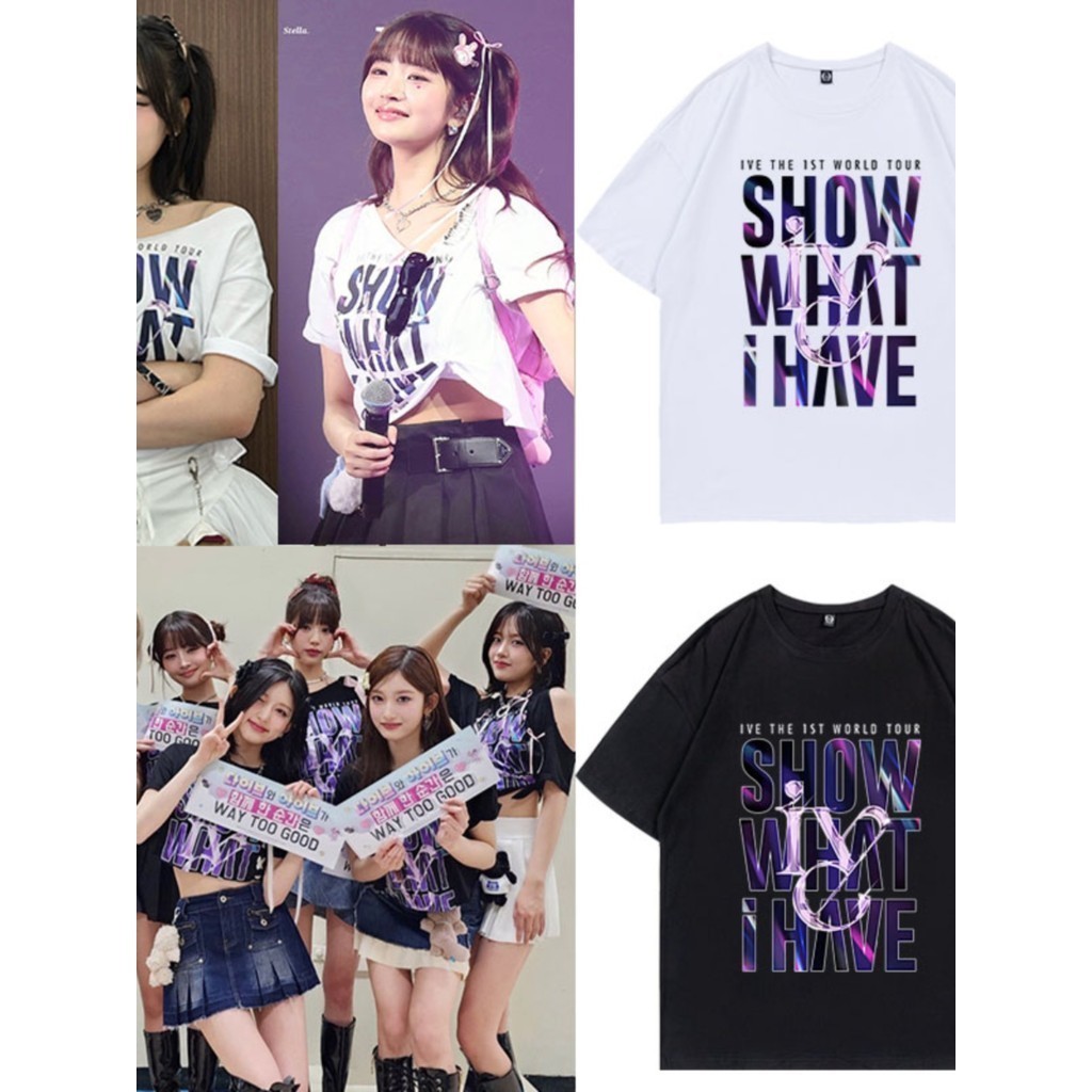 IVE2024 Concert ShowWhatIHav เสื้อยืดคอกลมเรียบง่าย