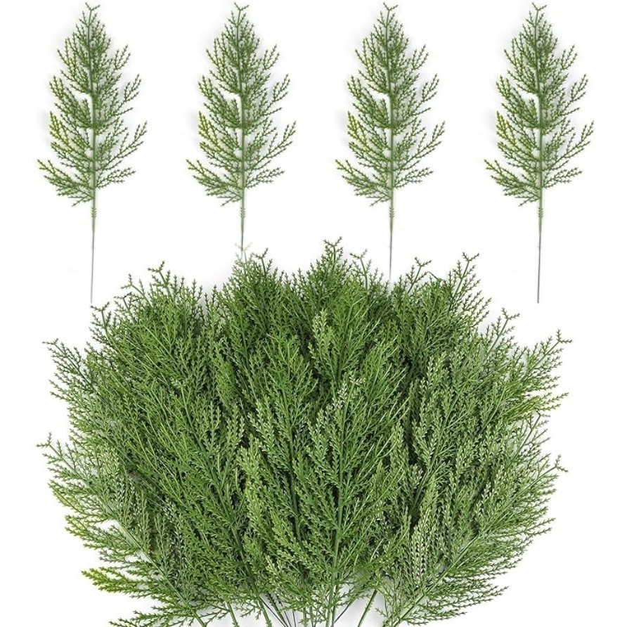 10 ชิ้นประดิษฐ์ใบสนสาขา 13.7 นิ้วปลอม Greenery Pine Sprigs Faux Picks สําหรับ DIY Garland พวงหรีดคริสต์มาสปักและบ้านสวนตกแต่ง