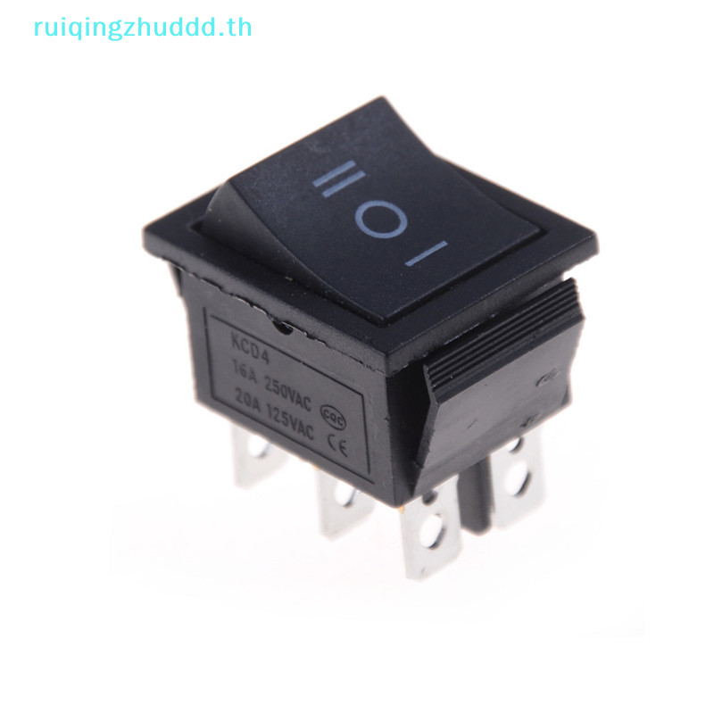 [MZ] 1pcs KCD4 สวิตช์โยกสีดํา DPDT ON/OFF/ON 6 PIN 16A/250VAC 20A/125VAC [TH]