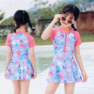 ชุดชุดว่ายน้ําเด็กผู้หญิงชุดว่ายน้ําวันพีซกันแดดสําหรับเด็ก