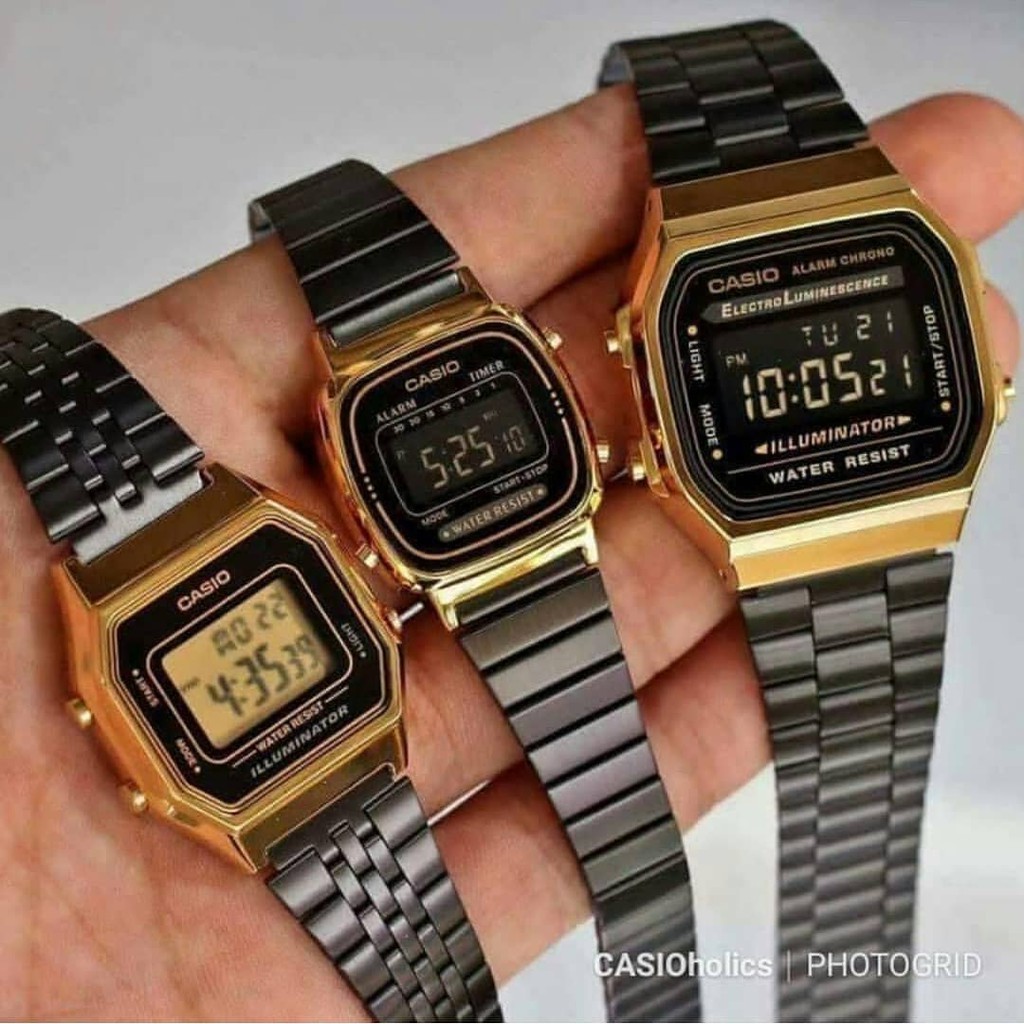 นาฬิกาสแตนเลส แท้ศูนย์ Casio Lady Vintage A168WEGB-1B  LA670WEGB-1B  LA680WEGB-1B A168WEGB ประกันศูน