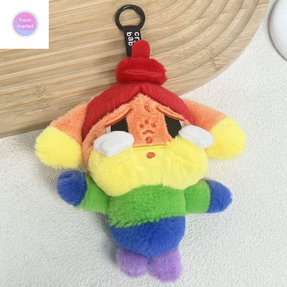Freshmarket Crybaby พวงกุญแจตุ๊กตา, Rainbow The Powerpuff Girls Sad จี้ตุ๊กตา, Kawaii Crying Girl Fluffy จี้กุญแจรถกระเป๋าแขวนพวงกุญแจนักเรียน