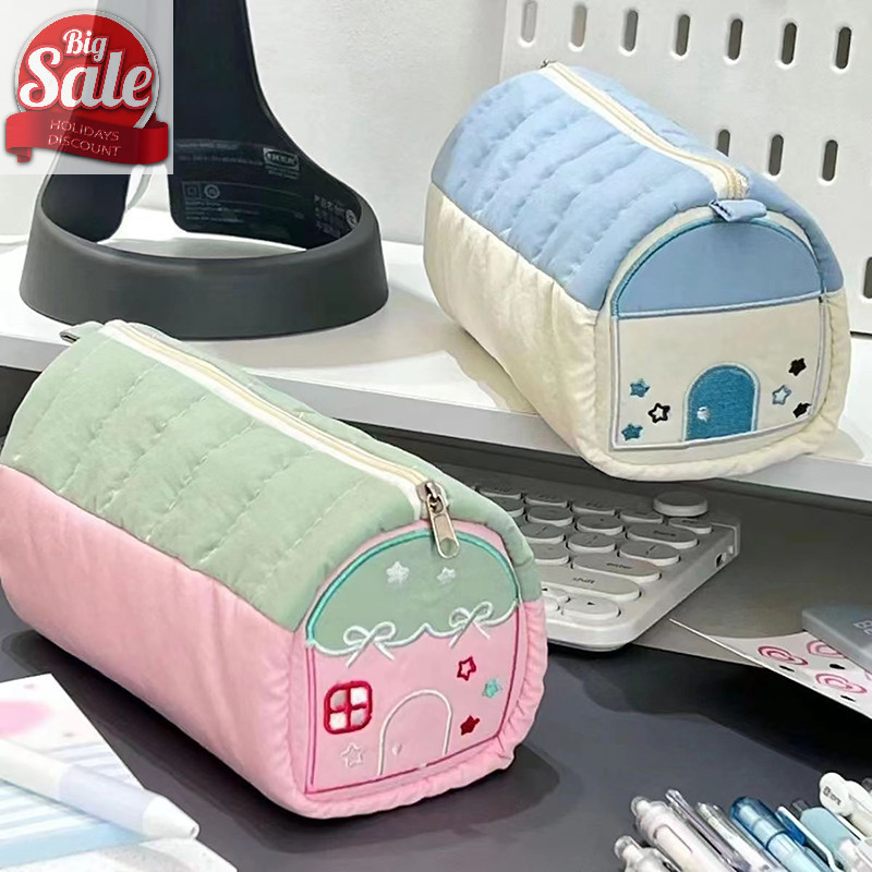 Af 1PC Multi-Functional เย็บปักถักร้อยเครื่องเขียนกล่องขนาดใหญ่ความจุปากกากระเป๋าเครื่องเขียน House ดินสอผ้าฝ้ายปากกาเก็บกระเป๋า A