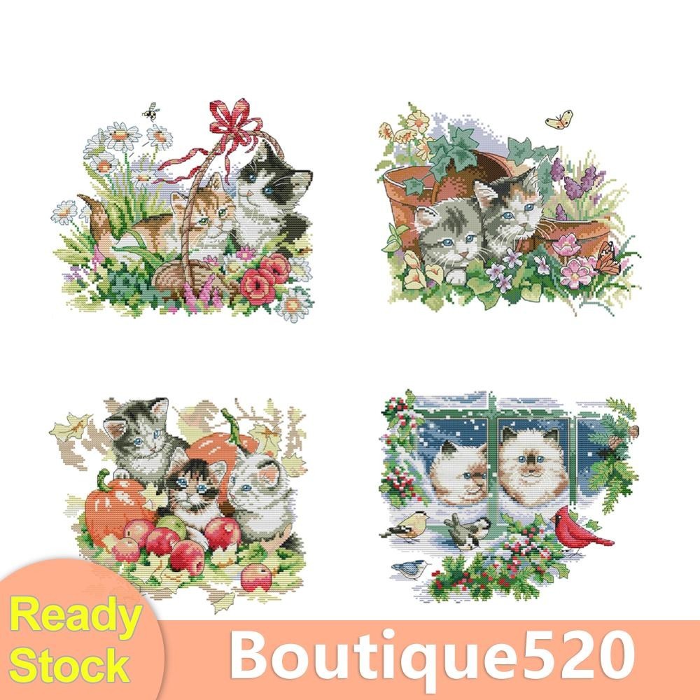 เย็บปักถักร้อย Eco-cotton Thread 14CT พิมพ์สัตว์ Cross Stitch Kit Craft [boutique520.th]
