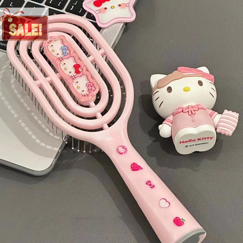 Bl Kawaii Hello Kitty Kuromi Cinnamoroll หวี Hollow หวีนวดยาวถุงลมนิรภัยหวีสําหรับสาวของขวัญวันเกิด A