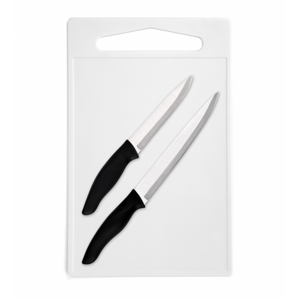 pw639shop ADAMAS ชุดเขียงพลาสติกพร้อมมีด 2ชิ้น/ชุด KESH15 สีขาว