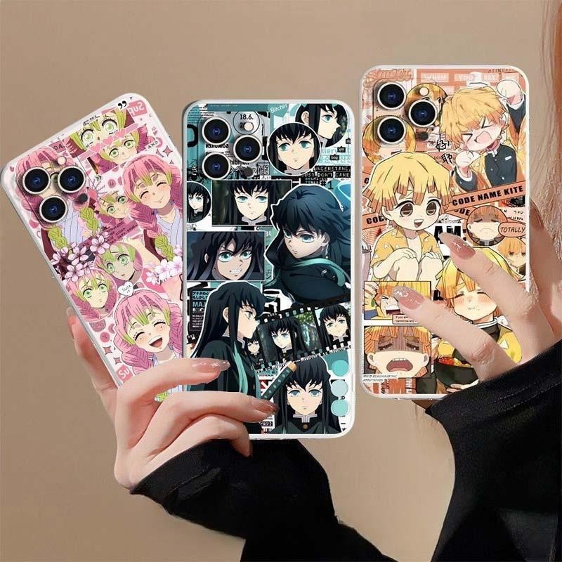 ปลอกสําหรับiphone 11 12 13 14 15 Pro Max XR X XS Max 6 6S 7 8 PlusฝาครอบDemon Slayer Tokitou Muichirou Zenitsuน่ารักพิมพ์กันกระแทกSoft Matteซิลิโคนกล้องป้องกันกรณี
