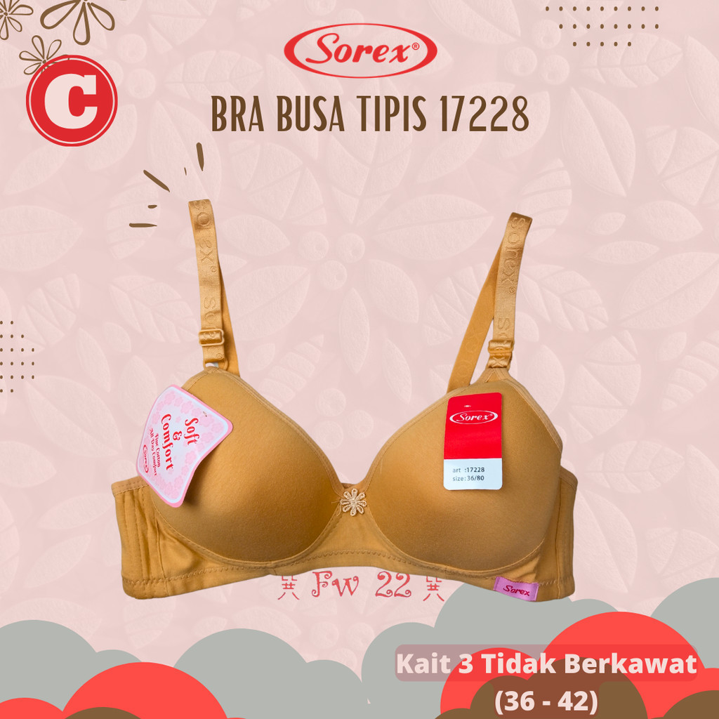 Sorex 17228 Bra - สบาย ไร้ลวด โฟมบาง Cup C ไซส์ 36-42