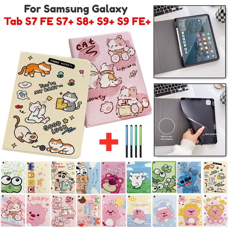 พร้อมช่องเสียบปากกาสําหรับ Samsung Galaxy Tab S7 FE S7+ S8+ S9+ S9 FE + Plus T970 X800 X810 X610 X61