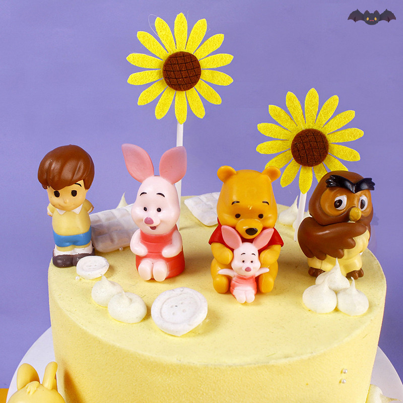 [PE] 10 ชิ้น Disney Anime Figure Winnie The Pooh Tigger Piglet Birthday Cake Decorative TH