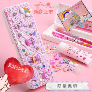 พร้อมจัดส่ง✨กระเป๋าดินสอ PVC แบบใส สองชั้น เรียบง่าย และน่ารัก สร้างสรรค์ สําหรับใส่เครื่องเขียน กล่องอุปกรณ์การเรียน