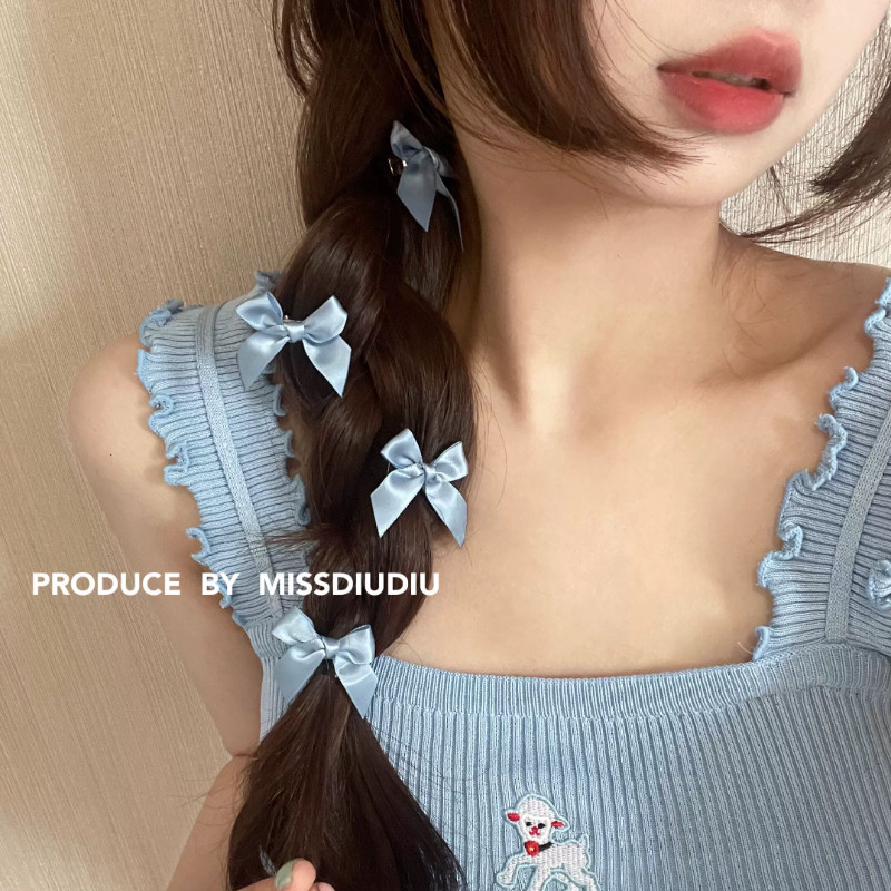 1บาท ปิ่นปักผมโบว์ริบบิ้นเงา 10สี เกาหลีหวานน่ารัก คลิปแบบเป็ด