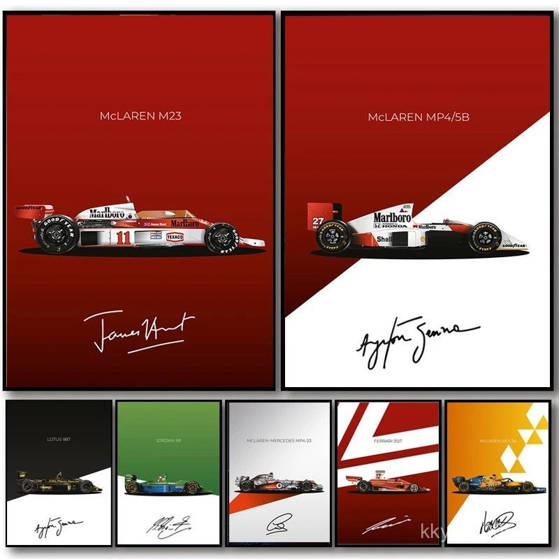 F1ยอดนิยม Racing Club ทีมรถการ์ตูนรูปแบบสูตรรถตกแต่งบ้านภาพวาดผ้าใบ Wall Art Room Decor โปสเตอร์พิมพ์ภาพ mysc