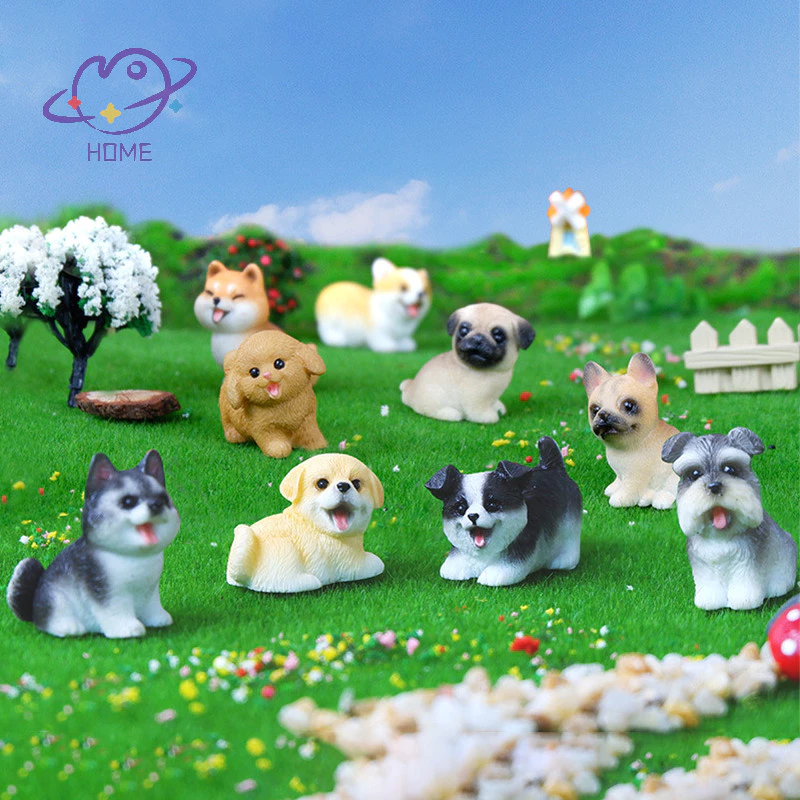 [mayhome] 1pc เรซิ่นหัตถกรรมขนาดเล็กรูปเล็กๆสําหรับ Microlandscape Fairy Garden Decor น่ารักสุนัขขนาดเล็ก Puppy สัตว์ตกแต่ง {TH}
