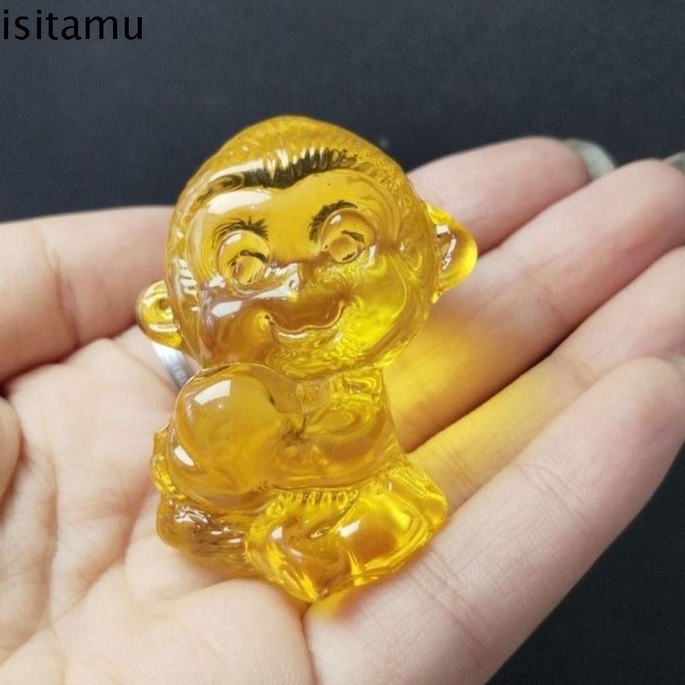 งานฝีมือลิงคริสตัล ISITAFT, ประติมากรรมขนาดเล็ก Zodiac Monkey เครื่องประดับ, รูปปั้นตกแต่งบ้านเครื่องประดับรถของขวัญ Lucky Monkey Mascot ความมั่งคั่ง