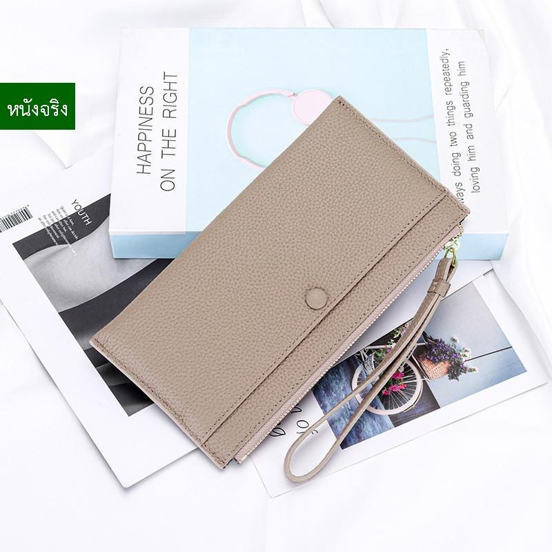 กระเป๋าสตางค์ หนังแท้ ทรงคลัทช์ แต่งซิป น้ําหนักเบา จุของได้เยอะ คุณภาพสูง สําหรับผู้หญิง 81512