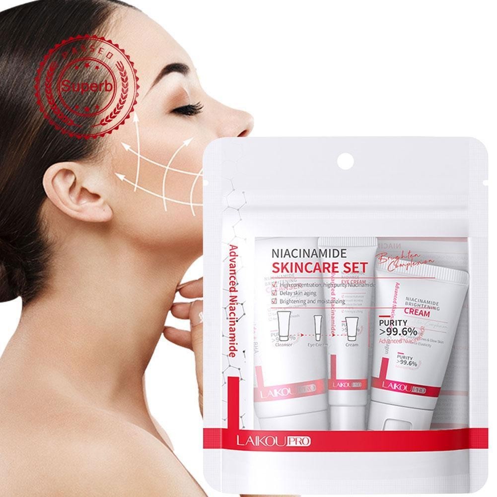 Niacinamide Skin Care Set Cleanser Face Cream Facial Eye Toner Cream Cleanser O0