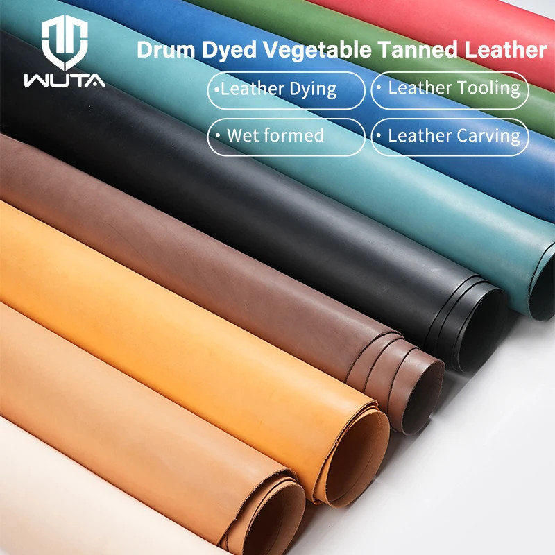 Wuta Full Grain Drum ย้อมผัก Tlain Cowhide Skin Pre-cut Vachetta หนังหนังแท้หัตถกรรมวัสดุ DIY กระเป๋ากระเป๋าสตางค์ภายใน 18 ตารางเซนติเมตร