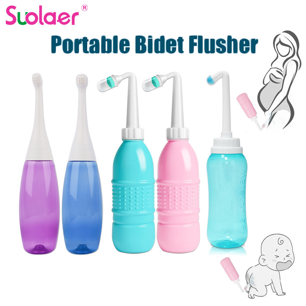 Suolaer 1PCS 400ml/450ml/500ml แบบพกพา Bidet พลาสติกมือถือ Bidet Sprayer ส่วนบุคคลซักผ้าสุขอนามัยขวดสเปรย์ทําความสะอาด