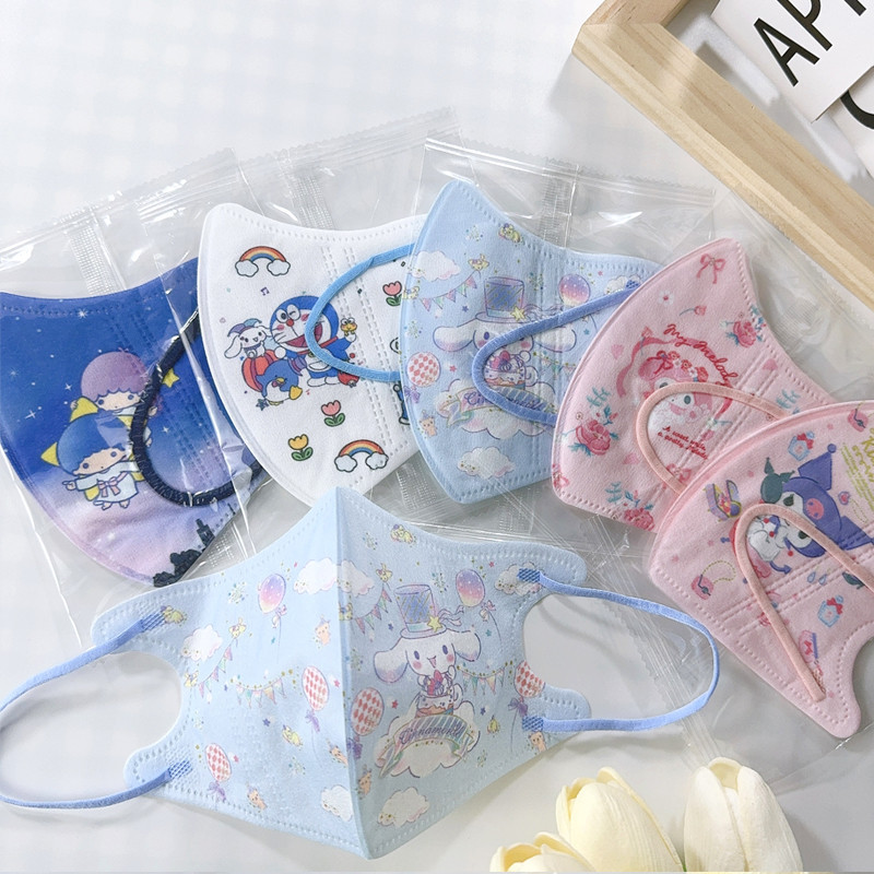 【กลับไปที่โรงเรียน】หน้ากาก 3D แมสสำหรับเด็ก 4-12ขวบ ลายการ์ตูน Sanrio น่ารักๆ 1แพ็คมี10ชิ้น สินค้าพร้อมส่ง