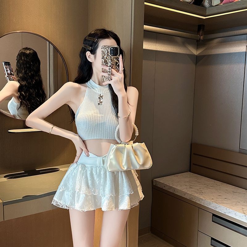 Veewink พร้อมส่งจากกทม🍓 เสื้อเซ็ท2ชิ้น ชิ้นชุดเจ้าหญิงดูแพงสตอสายเดี่ยว+กระโปรงสั้น  เอวสูง สไตล์เกาหลี S-L - รูปที่ 5