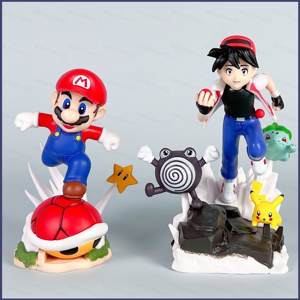 Ye Super Mario Action Figure วิ่ง Mario และ Pokemon Ash Ketchum ตุ๊กตาของเล่นสําหรับเด็กคอลเลกชันเครื่องประดับ