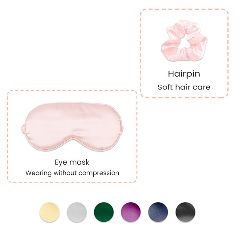 Suolaer Sleep Mask Hair Ties ชุดผ้าไหม Eye Night Blindfold Travel Include Eyeshade Eye พร้อมผม Ties Party ของขวัญ