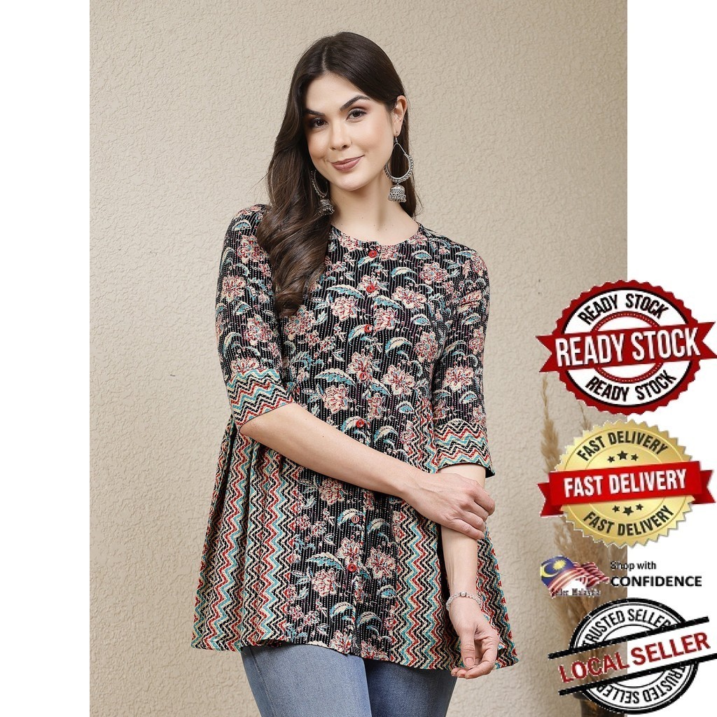 Kurti Indian Women Kurtis Top Saree Sari Punjabi ชุดสําเร็จรูป Kurti UD39410APTP