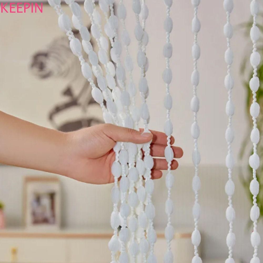 Keepin ผ้าม่านประตูลูกปัด สีทึบ 1x2M พู่ Retro ตกแต่งบ้าน ผ้าม่านหน้าต่าง