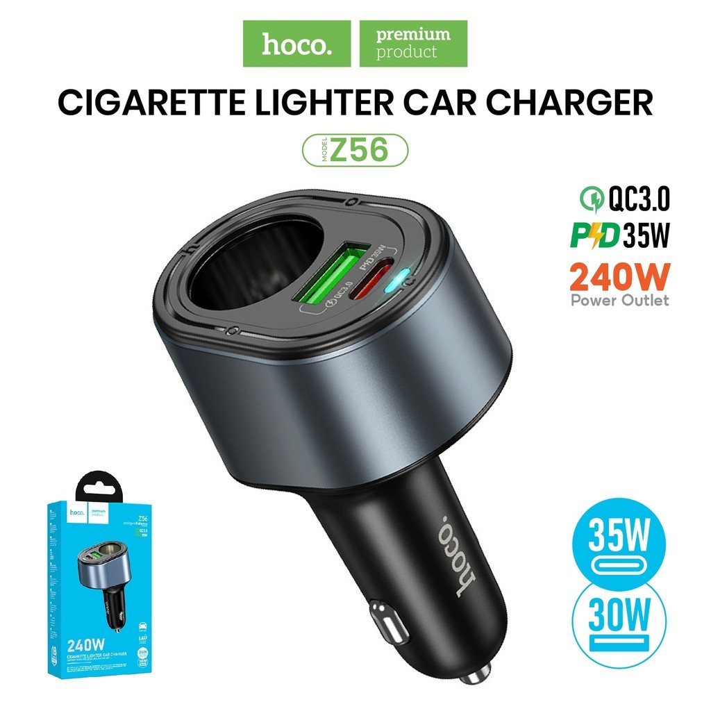 Hoco Z56 240W PD35W+QC3.0 Fast Car Charger ที่ชาจในรถ 1PD 1USB Fast Car Charger